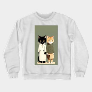 Paws and Reflection: Cats in Human-like Moments Crewneck Sweatshirt